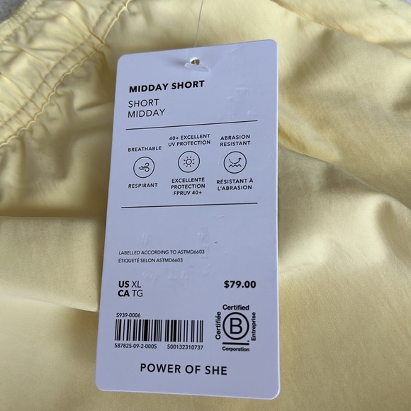 NWT Athleta Midday Mid Rise Poplin Shorts Women’s Size XL - Citron/Yellow - Picture 4 of 10